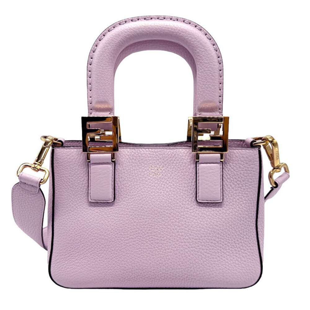 Fendi Bag Leather Crossbody Selleria Gold Shoulder Purple - Picture 2 of 4